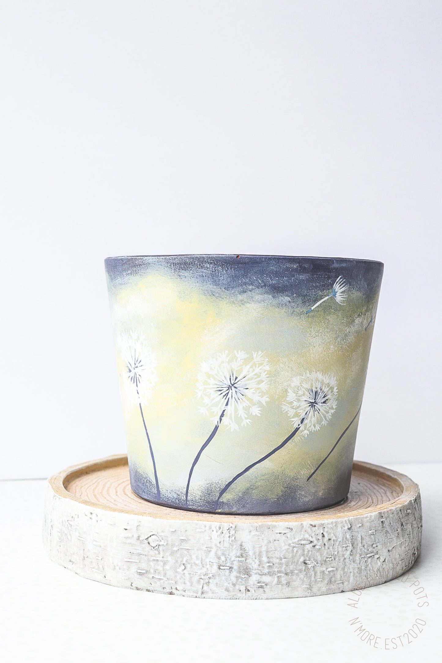Ready to Ship | Dandelion Dream Pot | Hand Painted Terracotta Pot with Drainage Hole