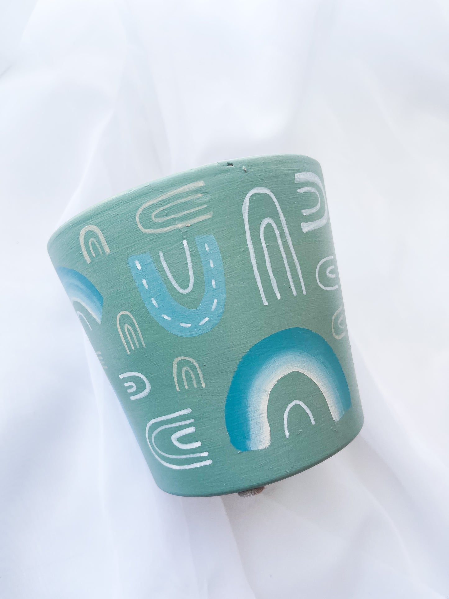 Ocean Blue Rainbow Madness Pot | Hand Painted Terracotta Pot with Drainage Hole | No Saucer | Ready to Ship