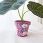 Fuchsia Floral Over All Pot | Hand Painted Terracotta Pot with Drainage Hole | No Saucer | Ready to Ship