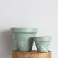 Ready to Ship | Sage Floral Line Pot | Hand Painted Terracotta Pot with Drainage Hole
