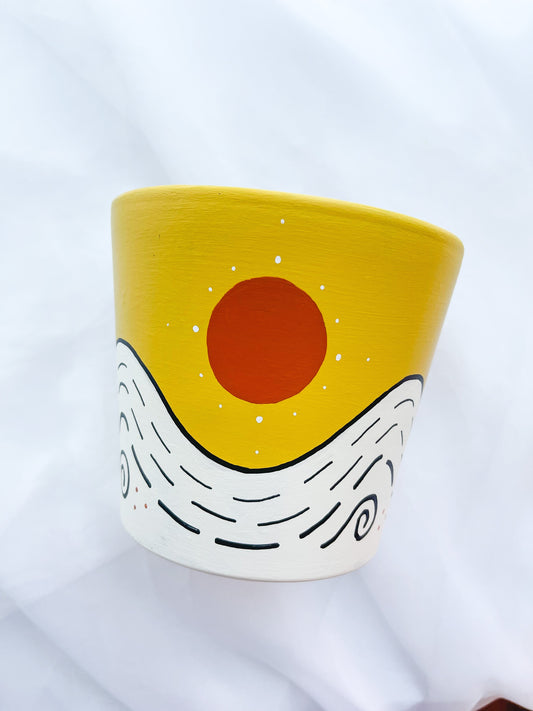 Ready to Ship | Midsummer Haze Pot | Hand Painted Terracotta Pot with Drainage Hole