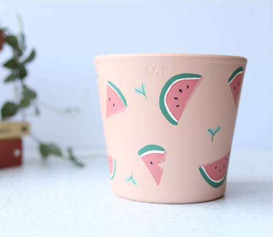 Ready to Ship | Watermelon Slices Pot | Hand Painted Terracotta Pot with Drainage Hole
