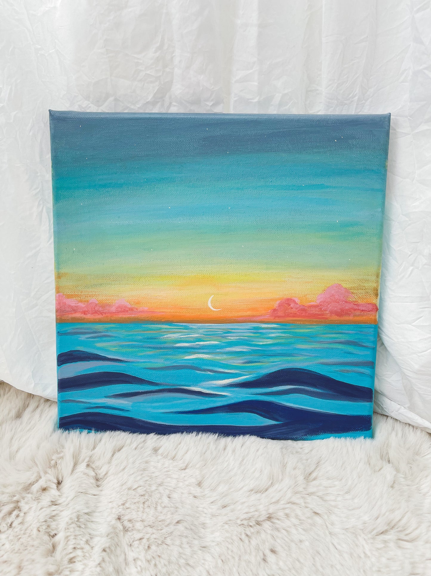 Seascape Sunset Acrylic Painting | Ready to Ship