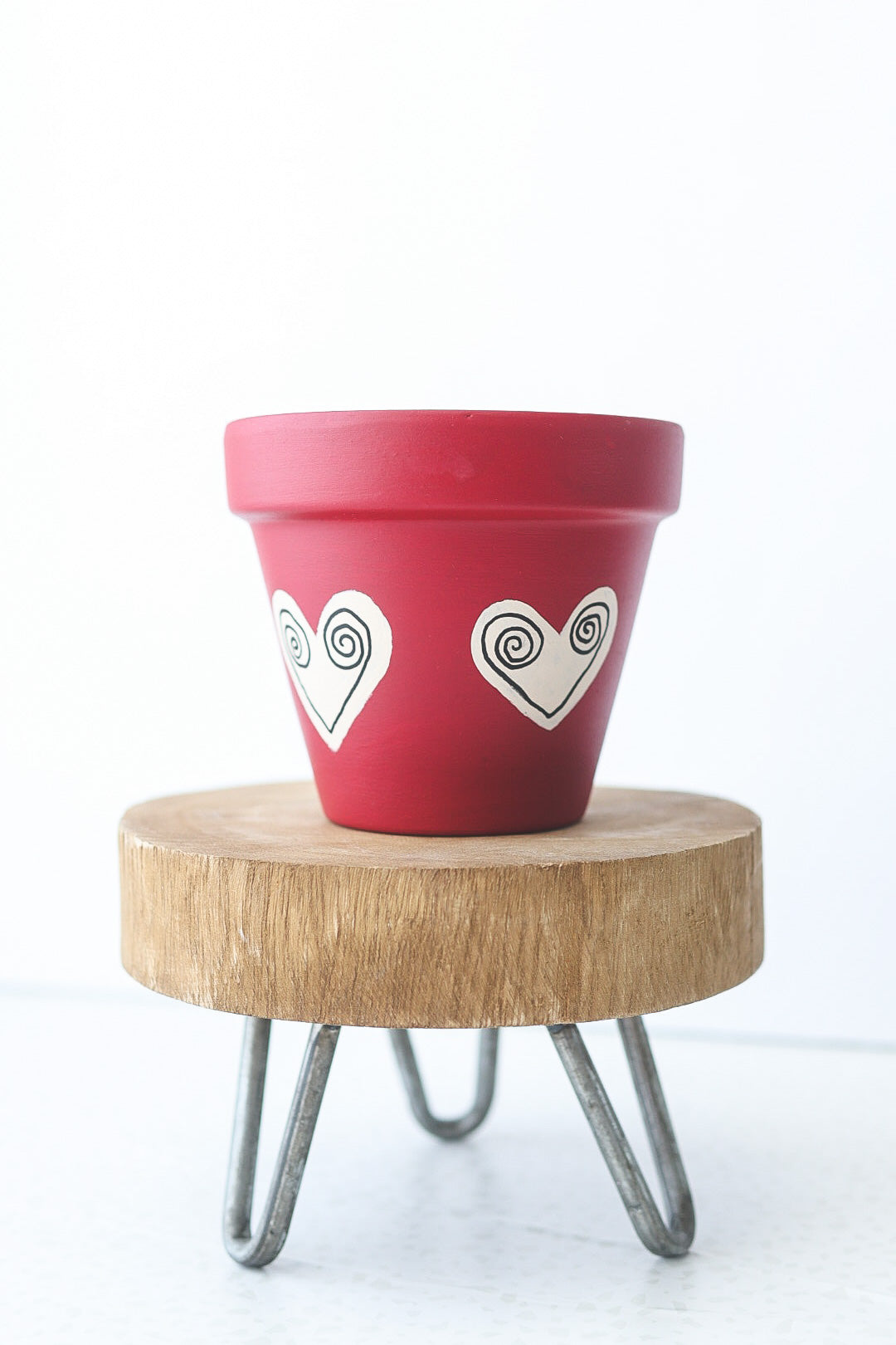 Valentine's Hearty Swirls Pot | Hand Painted Terracotta Pot with Drainage Hole | Saucers available only for tapered pots